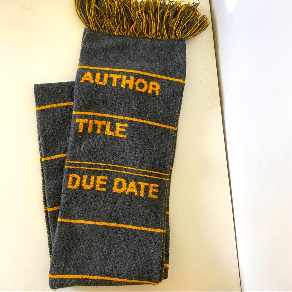 Out of Print Library Date Due Scarf - Grey & Yellow